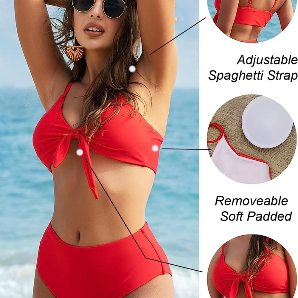 Blooming Jelly Womens Tie Knot High Rise Two Piece Swimsuit